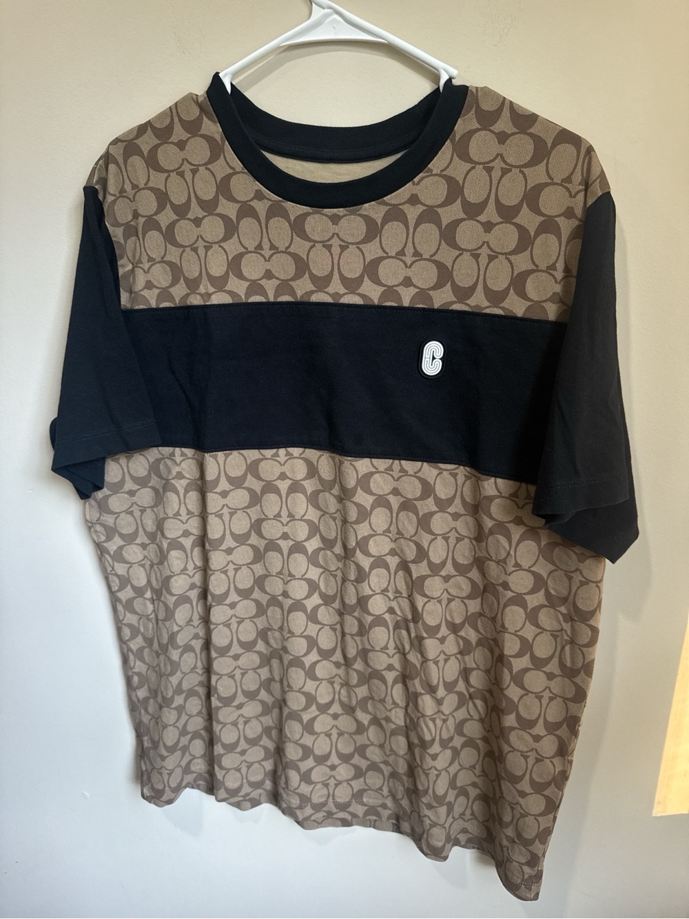 Coach Men’s Brown & Black Logo Panel Short Sleeve Tee